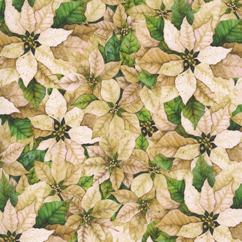 Poinsettia Radiance W110-006-006 Cream by Joy Hall for White Owl Textiles