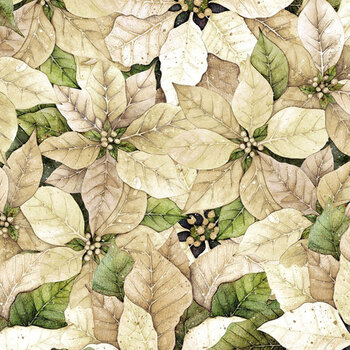 Poinsettia Radiance W110-006-006 Cream by Joy Hall for White Owl Textiles, Image