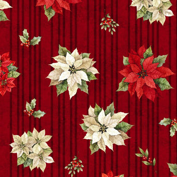 Poinsettia Radiance W110-008-330 Red by Joy Hall for White Owl Textiles, Image