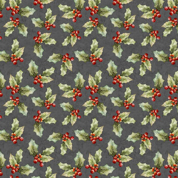 Poinsettia Radiance W110-009-763 Gray by Joy Hall for White Owl Textiles, Image