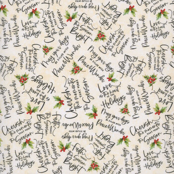 Poinsettia Radiance W110-010-076 Cream by Joy Hall for White Owl Textiles