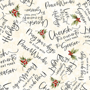 Poinsettia Radiance W110-010-076 Cream by Joy Hall for White Owl Textiles, Image