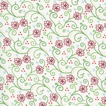 Peppermint & Pine 108" Wide QB791917D-MULTI Swirly Poinsettia by Lamb Farm Designs for Marcus Fabrics