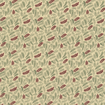 Pineberry Lane R172003D-CREAM Holiday Greenery by Pam Buda for Marcus Fabrics
