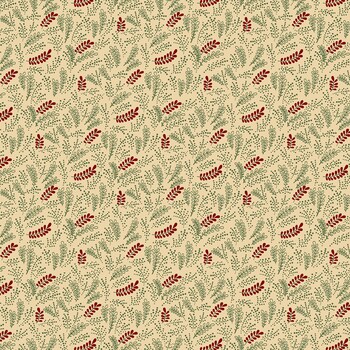 Pineberry Lane R172003D-CREAM Holiday Greenery by Pam Buda for Marcus Fabrics, Image