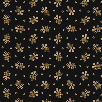 Black Sheep Cottons R171932D-BLACK Friendly Flower by Pam Buda for Marcus Fabrics, Image