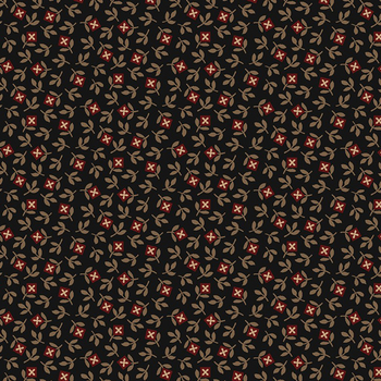 Black Sheep Cottons R171935D-BLACK Square Petals by Pam Buda for Marcus Fabrics, Image