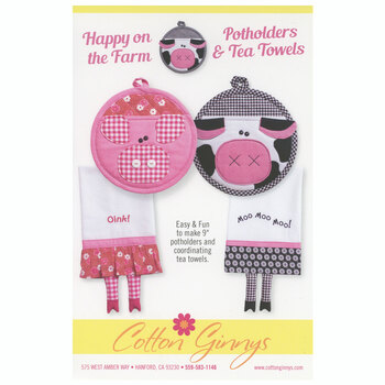 Happy On The Farm Potholders & Tea Towels Pattern, Image