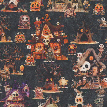 A Haunting We Will Go 31945-J Charcoal by Morris Creative Group for QT Fabrics