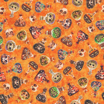 A Haunting We Will Go 31949-O Orange by Morris Creative Group for QT Fabrics