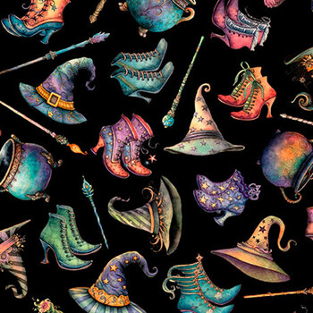 Witchypoo 31938-J Black by Morris Creative Group for Quilting Treasures Fabrics, Image