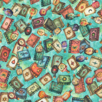 Witchypoo 31939-Q Turquoise by Morris Creative Group for QT Fabrics