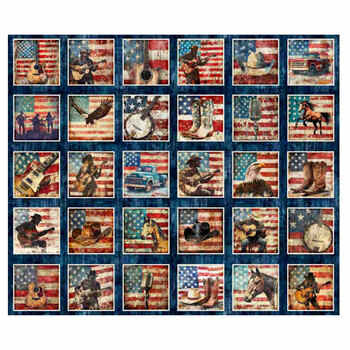 American Country 31991-N Navy Panel by Morris Creative Group for Quilting Treasures Fabrics, Image