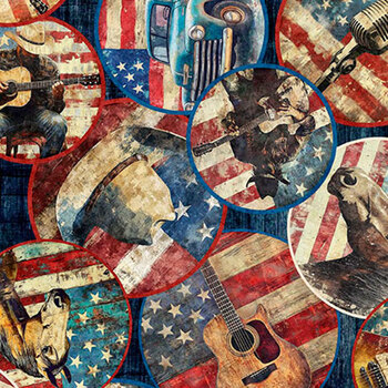 American Country 31992-N Navy by Morris Creative Group for Quilting Treasures Fabrics, Image