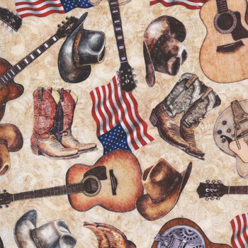 American Country 31993-A Tan by Morris Creative Group for QT Fabrics
