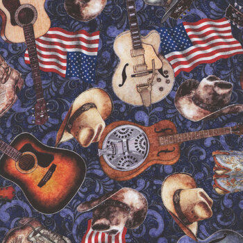 American Country 31993-N Navy by Morris Creative Group for QT Fabrics
