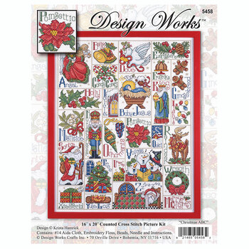 Christmas ABC Sampler Cross Stitch Picture Kit, Image