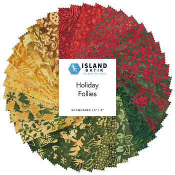 Holiday Follies  5" Squares by Jerry Khiev for Island Batik - RESERVE, Image