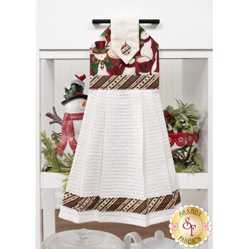  Hanging Towel Precut Kit - Woodland Snowmen - Red, Image