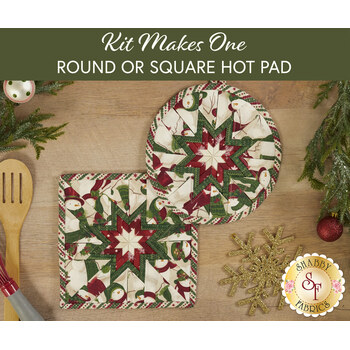  Folded Star Hot Pad Kit - Woodland Snowmen - Round OR Square - Cream, Image
