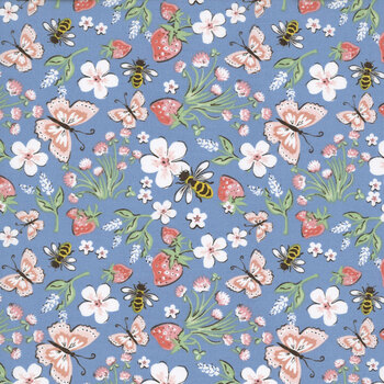 Homegrown Preserves HG26801 Blue by Sheri McCulley for Poppie Cotton