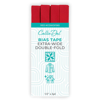 Callie Del 1/2" Extra-Wide Double-Fold Bias Tape - Red, Image