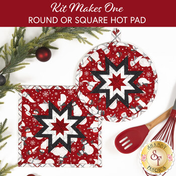  Folded Star Hot Pad Kit - Blizzard Fun - Round OR Square - Red, Image