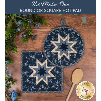  Folded Star Hot Pad Kit - Bluebird's Nest - Round OR Square - Blue, Image