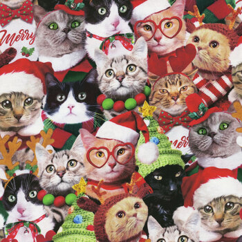 Packed Holiday Cats HOLIDAY-CD3498 Holiday for Timeless Treasures Fabrics, Image