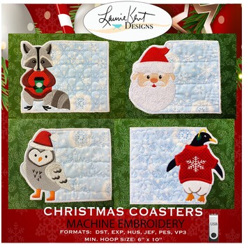 Christmas Coasters Embroidery USB, Image