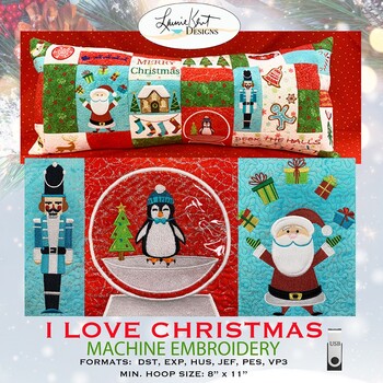 I Love Christmas Embroidery USB, Image