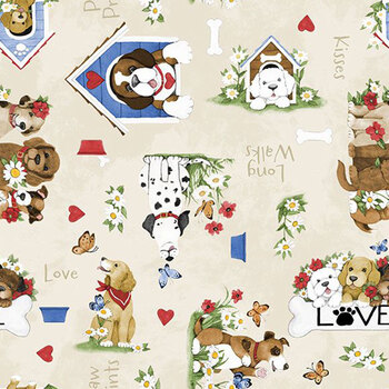 Paws at Play 39919-221 Light Cream by Susan Winget for Wilmington Prints, Image