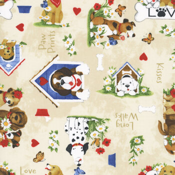 Paws at Play 39919-221 Light Cream by Susan Winget for Wilmington Prints