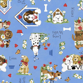 Paws at Play 39919-421 Blue by Susan Winget for Wilmington Prints, Image