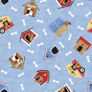 Paws at Play 39921-431 Light Blue by Susan Winget for Wilmington Prints, Image