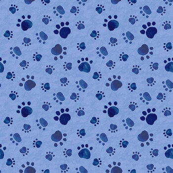 Paws at Play 39922-444 Blue by Susan Winget for Wilmington Prints, Image