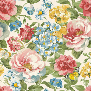Blushing Meadow 108" Wide 7217-237 Cream by Danhui Nai for Wilmington Prints, Image