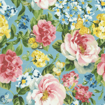Blushing Meadow 108" Wide 7217-437 Blue by Danhui Nai for Wilmington Prints