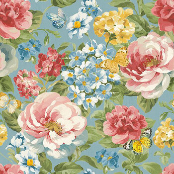 Blushing Meadow 89303-437 Blue by Danhui Nai for Wilmington Prints, Image