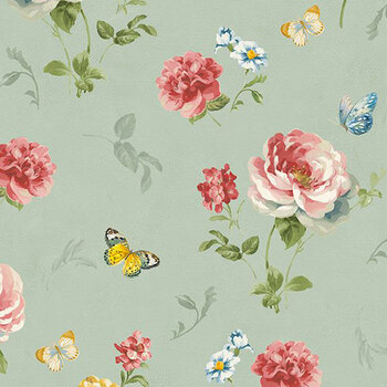 Blushing Meadow 89304-735 Green by Danhui Nai for Wilmington Prints, Image