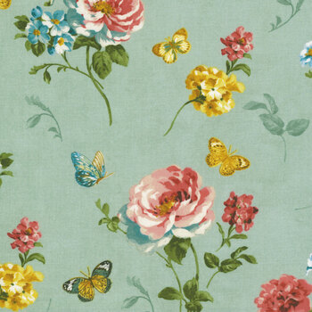 Blushing Meadow 89304-735 Green by Danhui Nai for Wilmington Prints
