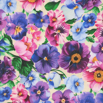 Pansy Fields 108" Wide 9051-276 Cream by Bruce Park Licensing for Wilmington Prints