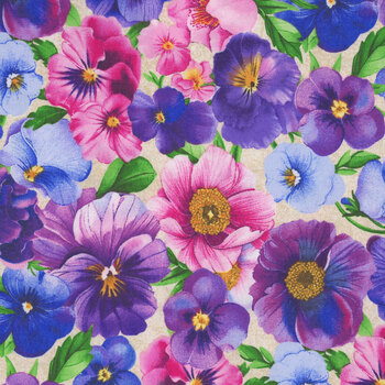 Pansy Fields 28662-276 Cream by Bruce Park Licensing for Wilmington Prints