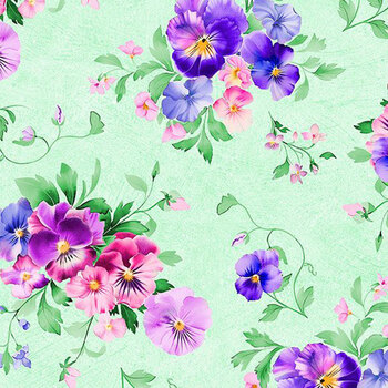 Pansy Fields 28663-773 Green by Bruce Park Licensing for Wilmington Prints, Image