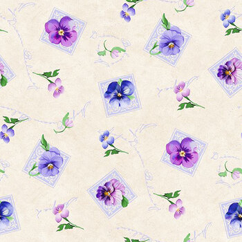 Pansy Fields 28664-237 Cream by Bruce Park Licensing for Wilmington Prints, Image