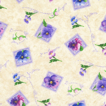 Pansy Fields 28664-237 Cream by Bruce Park Licensing for Wilmington Prints