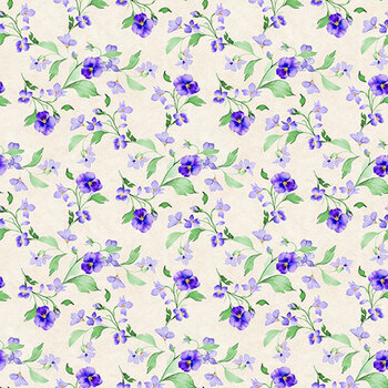 Pansy Fields 28665-267 Cream by Bruce Park Licensing for Wilmington Prints, Image