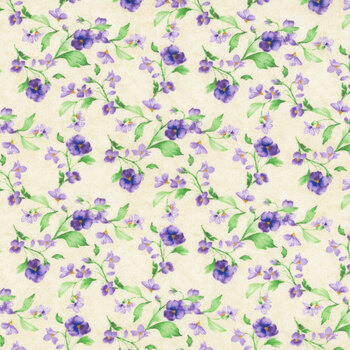 Pansy Fields 28665-267 Cream by Bruce Park Licensing for Wilmington Prints
