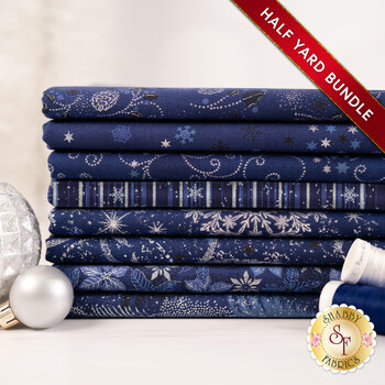  Stof Christmas 2026  Half Yard Bundle Dark Blue/Silver by Stof Fabrics - RESERVE, Image