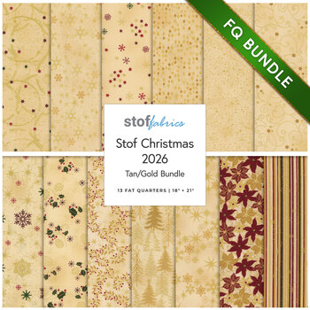 Stof Christmas 2026  Fat Quarter Bundle Tan/Gold Stof Fabrics - RESERVE